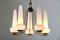 Deckenlampe mit Fünf Leuchten aus Glas & Messing, 1950er 5