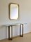 Modernist Brass & Glass Console Table & Mirror. 1970s, Set of 2 1