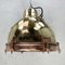 Lámpara colgante japonesa industrial de latón, cobre y vidrio, 1968, Imagen 3