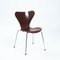 Chaises Butterfly 7 Series 3107 Empilables Marron par Arne Jacobsen pour Fritz Hansen, Set de 5 15