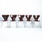 Chaises Butterfly 7 Series 3107 Empilables Marron par Arne Jacobsen pour Fritz Hansen, Set de 5 12