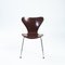 Brown Stackable Butterfly 7 Series 3107 Chairs by Arne Jacobsen for Fritz Hansen, Set of 5 4