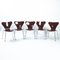 Brown Stackable Butterfly 7 Series 3107 Chairs by Arne Jacobsen for Fritz Hansen, Set of 5, Image 1