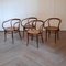 Bentwood & Rattan No. 209 Armchairs from Ligna, 1970s, Set of 4 1