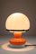 Lampada da tavolo in vetro arancione e bianco con doppia luce, Immagine 3