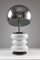 Lámpara de mesa italiana de vidrio opalino y acero cromado, Imagen 1