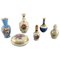 Porcelain Perfume Bottles and Lidded Box, France, 1930s, Set of 6 1