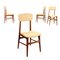 Beech & Fabric Chairs, 1960s, Set of 4 1