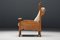 Dutch Wood and Fabric Throne Chair, 1950s 3