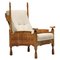 Dutch Wood and Fabric Throne Chair, 1950s, Image 1