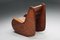 Rocking Chair Scandinave en Cuir Camel, 1940s 8