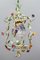 Französische Polychrome Pastell Blumenkäfig Hängelampe aus Glas, 1950er 13
