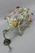 French Tole and Glass Polychrome Pastel Flower Cage Pendant Light, 1950s 16