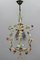 French Tole and Glass Polychrome Pastel Flower Cage Pendant Light, 1950s 5