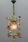 French Tole and Glass Polychrome Pastel Flower Cage Pendant Light, 1950s 2
