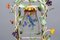 Französische Polychrome Pastell Blumenkäfig Hängelampe aus Glas, 1950er 10