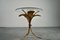 Floral Side Table from the 1970s in a Golden Color with a Glass Plate 2