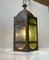 Italian Art Deco Pendant Lamp in Colored Glass & Brass, 1940s 11