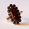 Bague Marguerite Vintage en Or 8k avec Grenats, 1960s 3