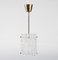 Vintage Crystal Glass & Brass Pendant Light by Carl Fagerlund for Orrefors, 1960s 1