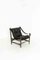 Safari Chair in Black Leather and Wood, 1960s, Image 1