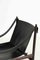 Safari Chair in Black Leather and Wood, 1960s 7