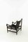 Safari Chair in Black Leather and Wood, 1960s 4