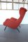 Sedia Wingback vintage in Bouclé rossa in stile di Gio Ponti, Italia, anni '60, Immagine 2