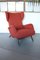 Vintage Red Bouclé Wingback Chair in style of Gio Ponti, Italy 1960s 5