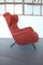 Sedia Wingback vintage in Bouclé rossa in stile di Gio Ponti, Italia, anni '60, Immagine 3