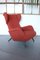 Vintage Red Bouclé Wingback Chair in style of Gio Ponti, Italy 1960s, Image 6