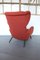 Vintage Red Bouclé Wingback Chair in style of Gio Ponti, Italy 1960s 8