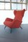Vintage Red Bouclé Wingback Chair in style of Gio Ponti, Italy 1960s, Image 10