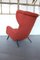 Fauteuil à Oreilles Vintage Bouclé Rouge de style Gio Ponti, Italie 1960 9