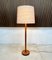 Solid Teak Floor Lamp with Wild Silk Lampshade from Domus, 1960s 3
