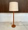 Solid Teak Floor Lamp with Wild Silk Lampshade from Domus, 1960s, Image 1