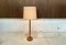 Solid Teak Floor Lamp with Wild Silk Lampshade from Domus, 1960s 15