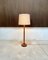 Solid Teak Floor Lamp with Wild Silk Lampshade from Domus, 1960s 13