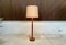 Solid Teak Floor Lamp with Wild Silk Lampshade from Domus, 1960s 14
