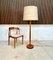 Solid Teak Floor Lamp with Wild Silk Lampshade from Domus, 1960s 10