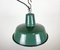 Petite Lampe à Suspension Industrielle en Émail Vert, 1960s 5