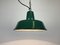 Petite Lampe à Suspension Industrielle en Émail Vert, 1960s 11