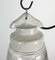 Industrial White Porcelain Pendant Light with Frosted Clear Glass, 1970s 3