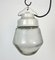 Industrial White Porcelain Pendant Light with Frosted Clear Glass, 1970s 1