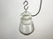 Industrial White Porcelain Pendant Light with Frosted Clear Glass, 1970s 5
