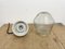 Lámpara colgante industrial de porcelana blanca con vidrio transparente esmerilado, años 70, Imagen 10