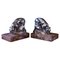 Art Deco Red Marble Polychromed Bookends with Drinking Panthers, France, 1930s, Set of 2, Image 1