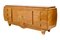 Art Deco Birch Burl Wood Curved Hand Polished Sideboard with Brass Fittings, 1930s 4