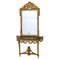 Louis Seize XVI Golden Console Table with Marble and Mirror, 1750s, Set of 2 1