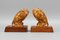 Hand Carved Owl Wooden Bookends, Germany, 1930s, Set of 2 11